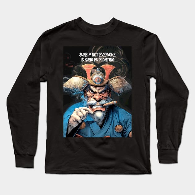 Puff Sumo: Surely not everyone is kung fu fighting on a Dark Background Long Sleeve T-Shirt by Puff Sumo